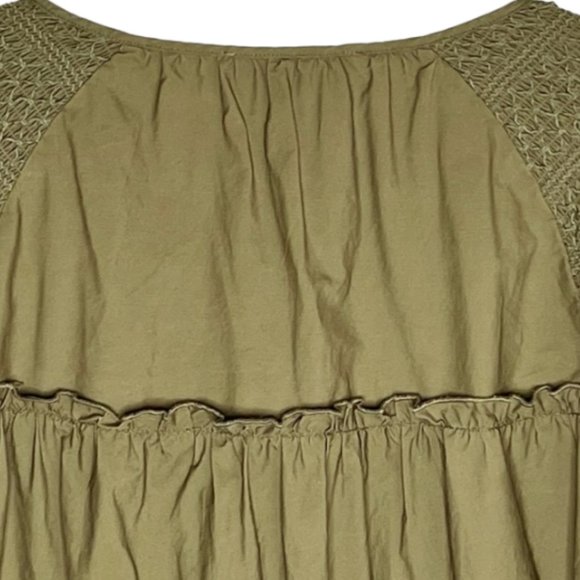Mare Mare x Anthropologie Renee Smocked Shoulder Tiered Tunic - Olive - 1X - Picture 6 of 9